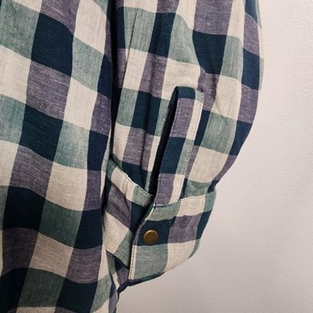 Joan Rivers Womens Cotton Plaid Reversible Boyfriend Shirt 2X Navy Emerald Snap - Picture 14 of 14